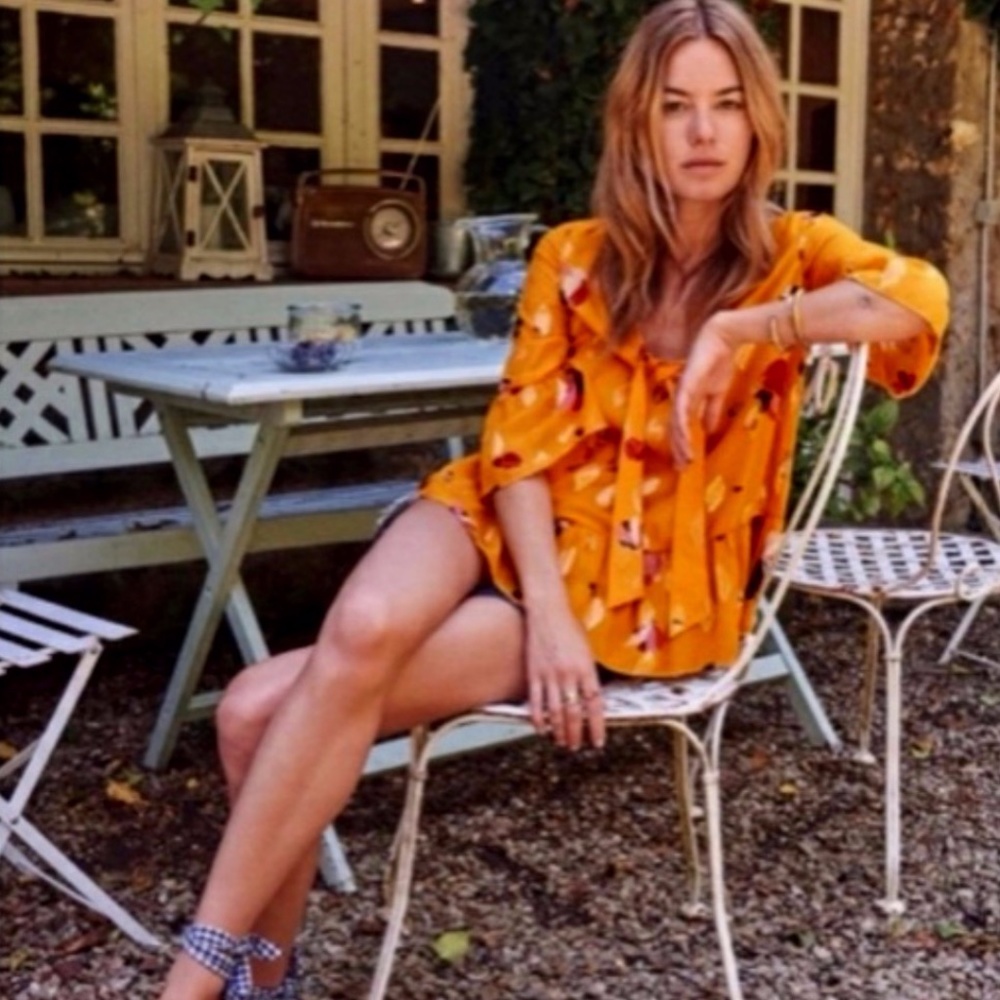 Sezane Anita Slik Gold Blouse